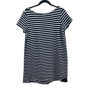 Tristan Dixie Striped Cotton Dress Black White pleated back womens SM nautical